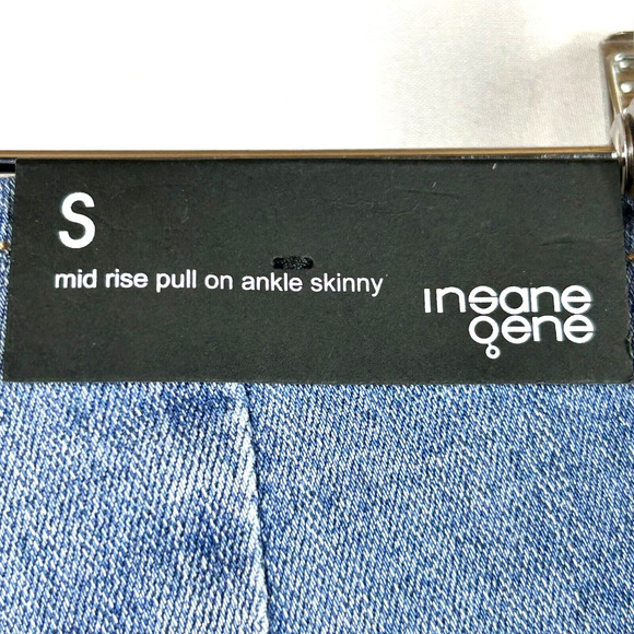 Insanegene Jeans Womens Small Blue Medium Wash Denim Mid Rise Skinny Pull On - Picture 7 of 9